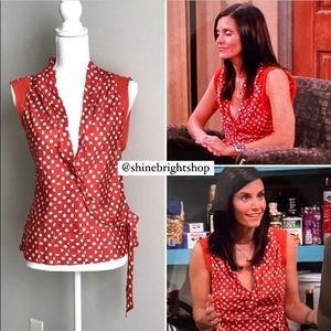 RARE Early 2000s Vintage Silk Polka Dot Blouse ASO Monica Geller in Friends